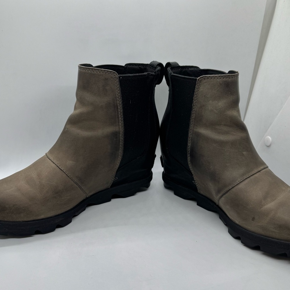 Sorel Women’s Joan of Artic Wedge II Chelsea Boots Colorblock Brown Black Sz 7.5 - Picture 5 of 10